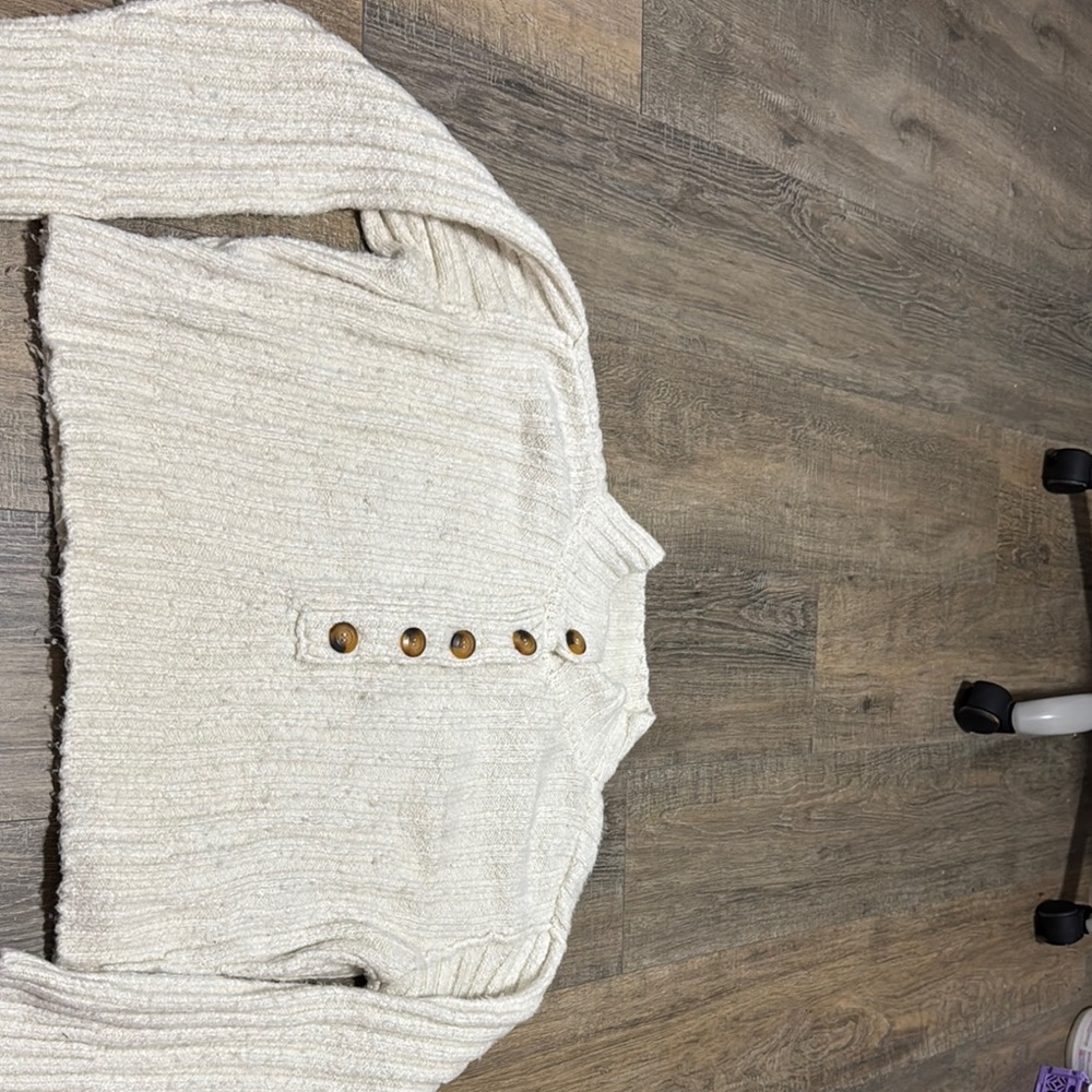 Free People Cream Cardigan Sweater Ribbed Knit